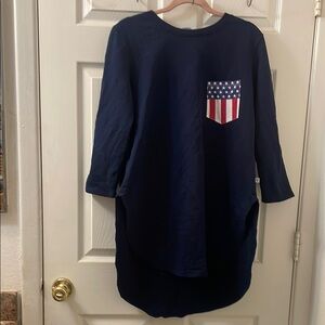 Blue Long Sleeve Tee with Patriotic Design